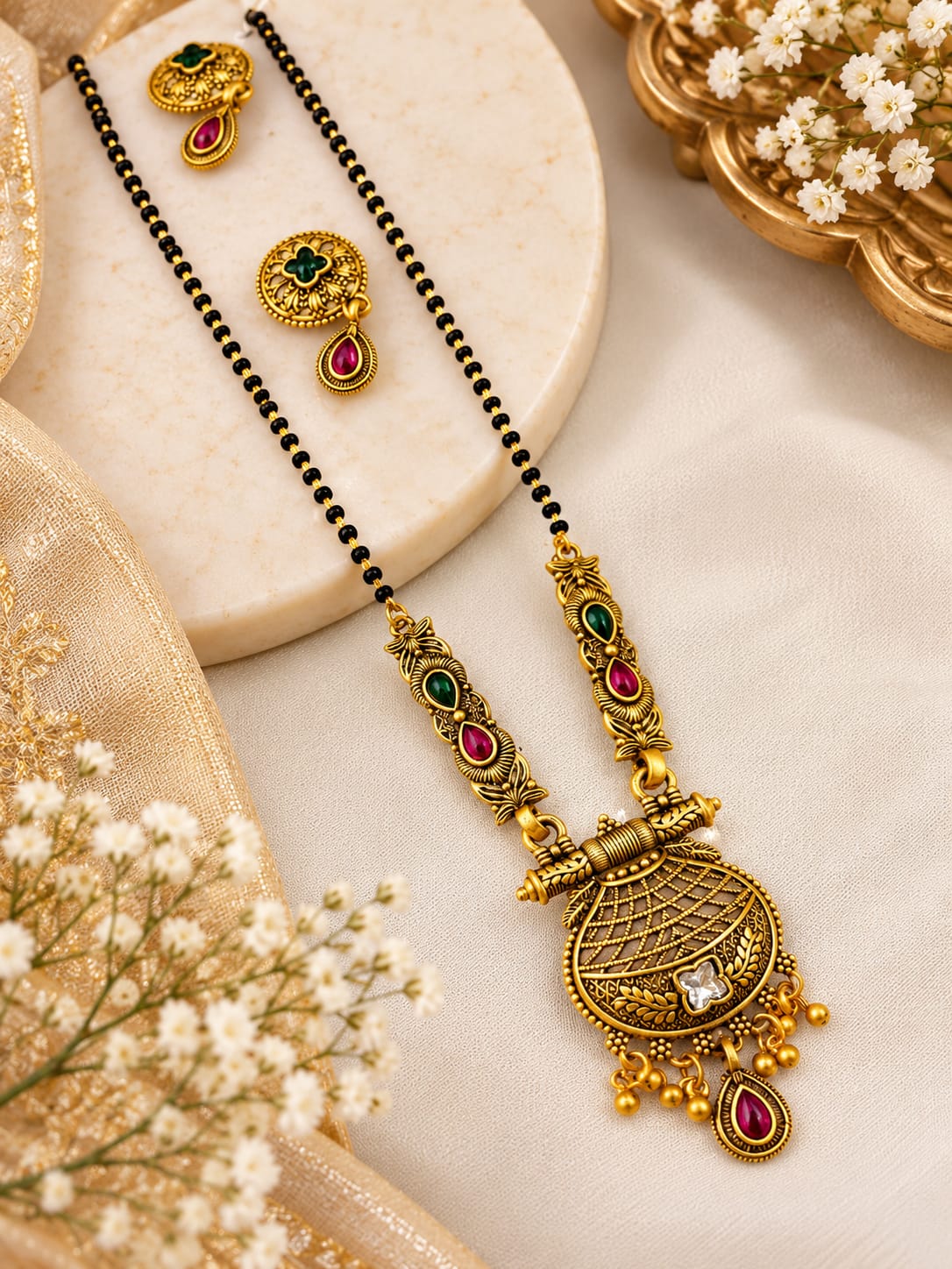 Oval pendant mangalsutra