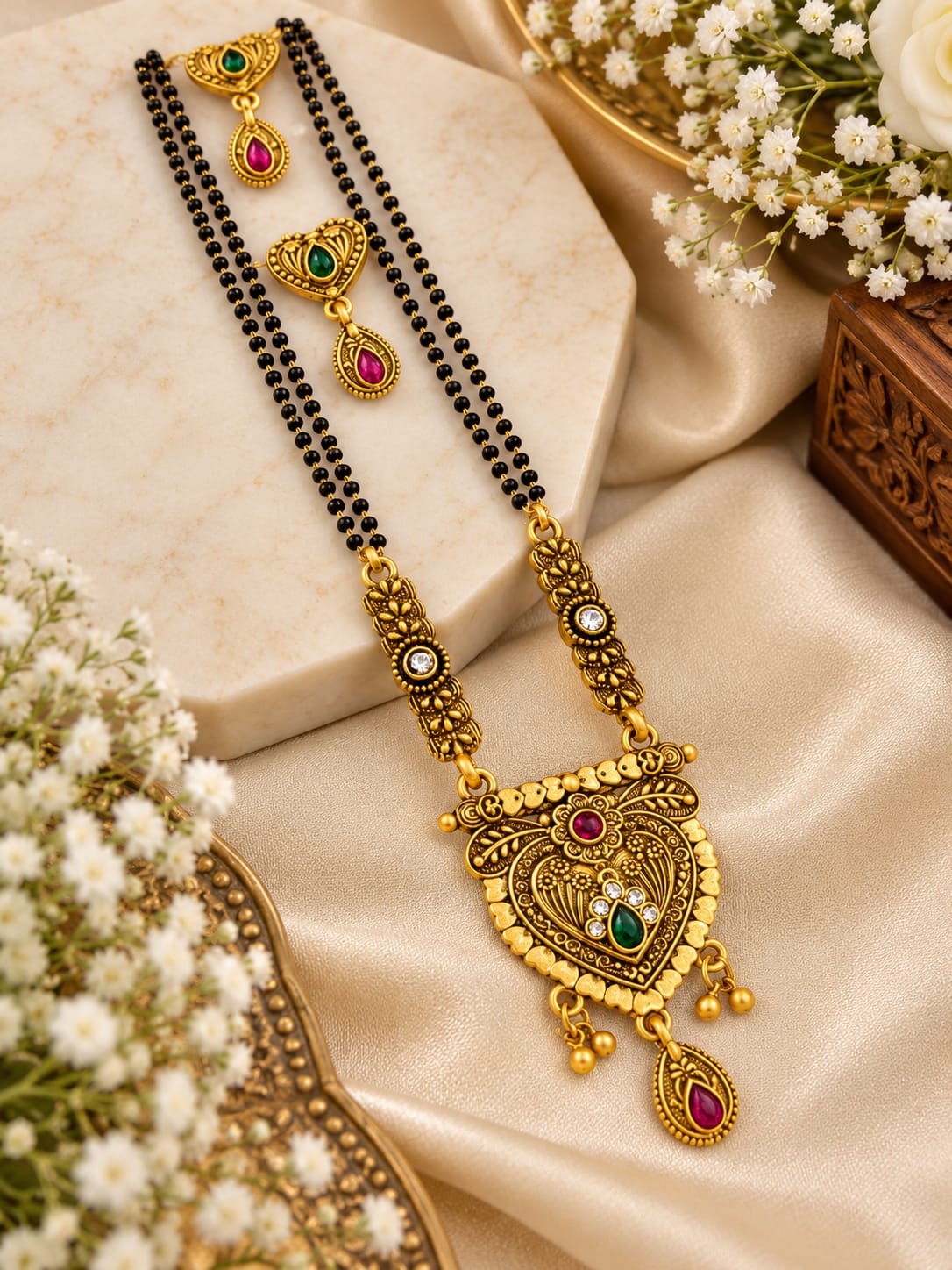 Gold-tone pendant mangalsutra